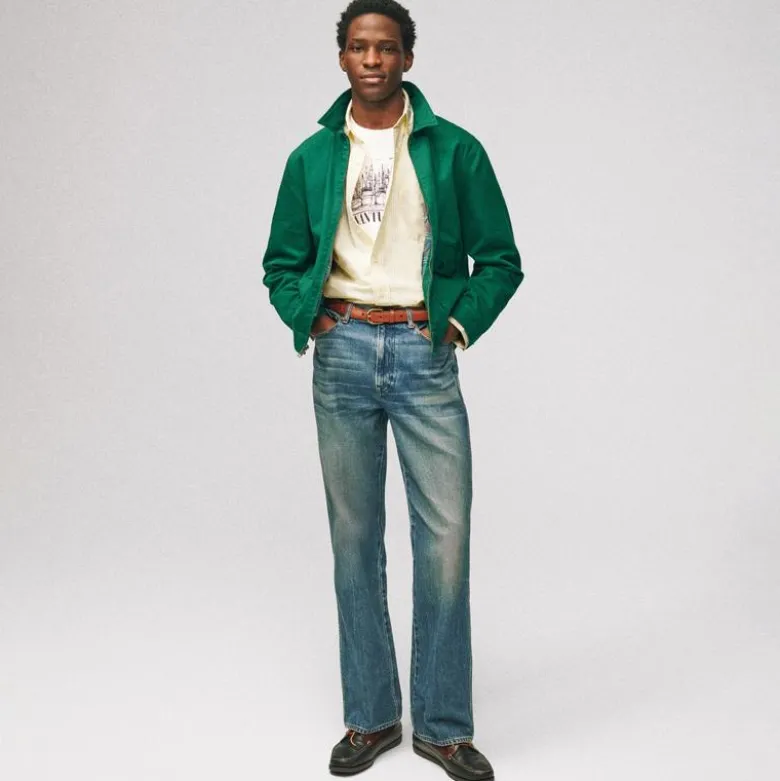 Bootcut creased jean in vintage medium wash