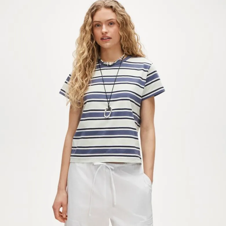 Boyfriend jersey classic-fit T-shirt in stripe