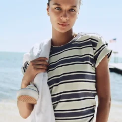 Boyfriend jersey classic-fit T-shirt in stripe