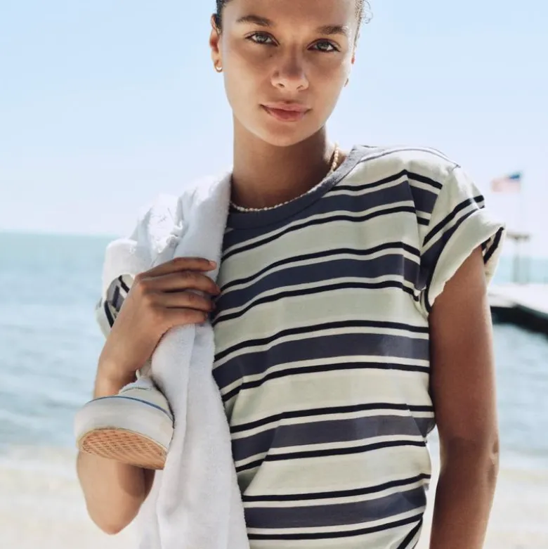Boyfriend jersey classic-fit T-shirt in stripe