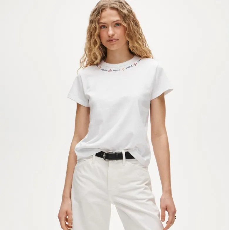 Boyfriend jersey classic-fit embroidered "Mama" T-shirt