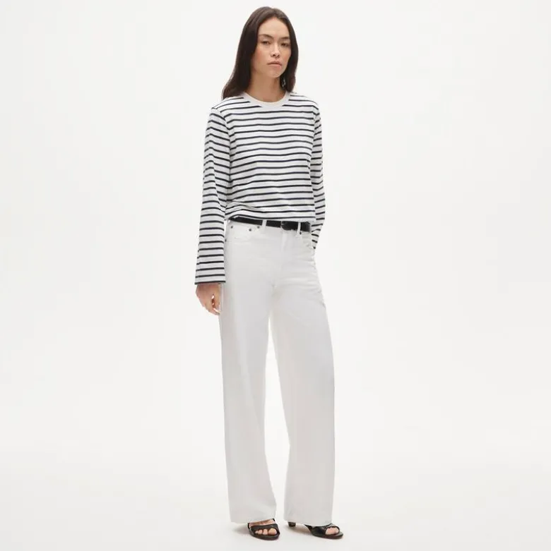 Boyfriend jersey relaxed long-sleeve T-shirt in stripe