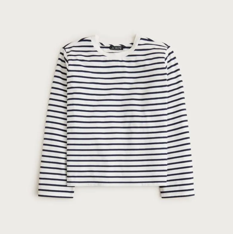 Boyfriend jersey relaxed long-sleeve T-shirt in stripe