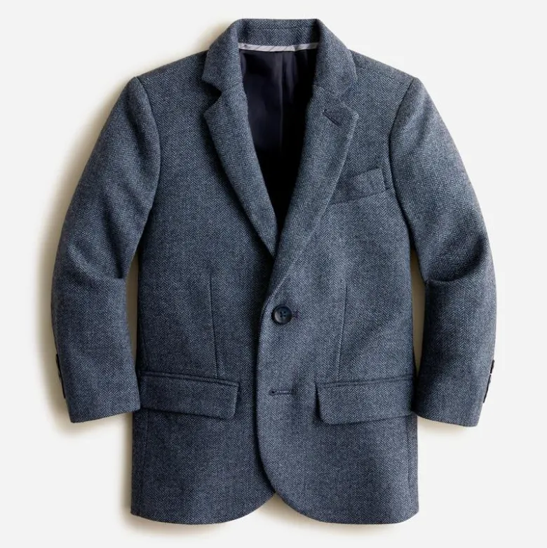 Boys' Ludlow suit jacket in wool-blend herringbone