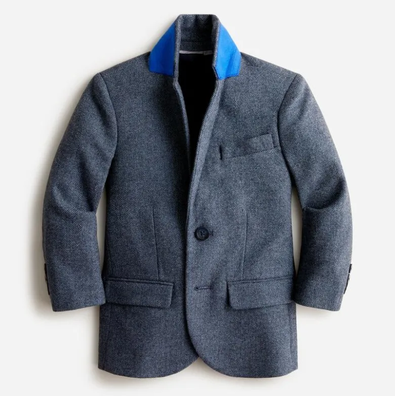 Boys' Ludlow suit jacket in wool-blend herringbone