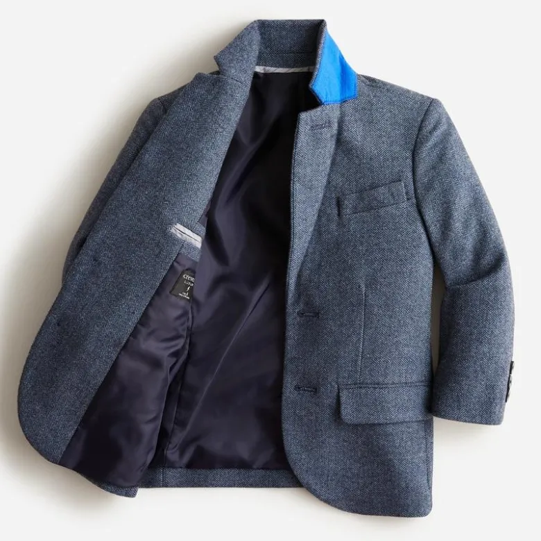 Boys' Ludlow suit jacket in wool-blend herringbone