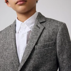 Boys' Ludlow suit jacket in wool-blend herringbone