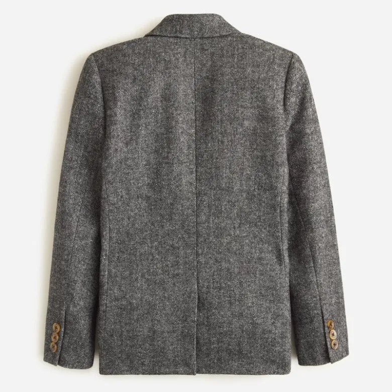 Boys' Ludlow suit jacket in wool-blend herringbone