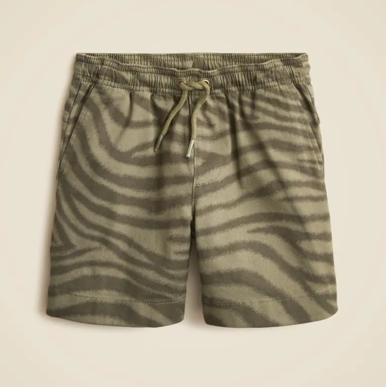 Boys' pull-on short in zebra-print stretch chino