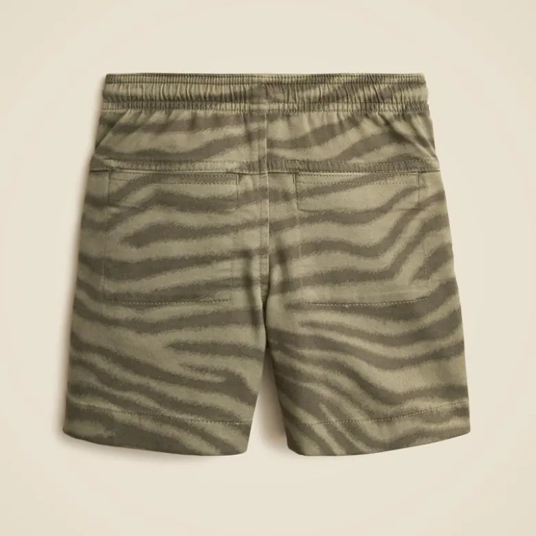 Boys' pull-on short in zebra-print stretch chino