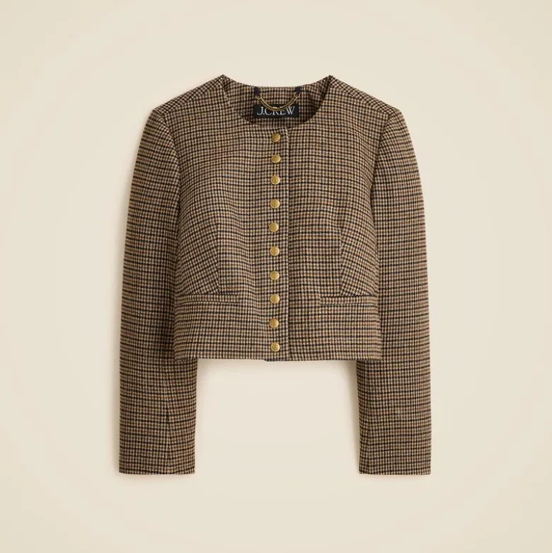 Bridgette lady jacket in houndstooth wool blend