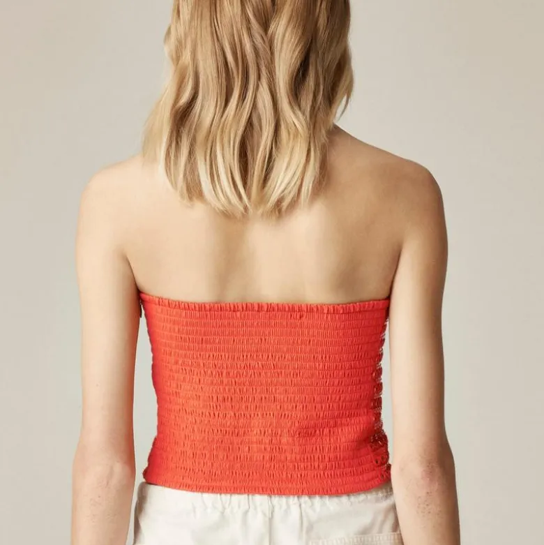 Broken-in jersey tube top with mirror embellishments