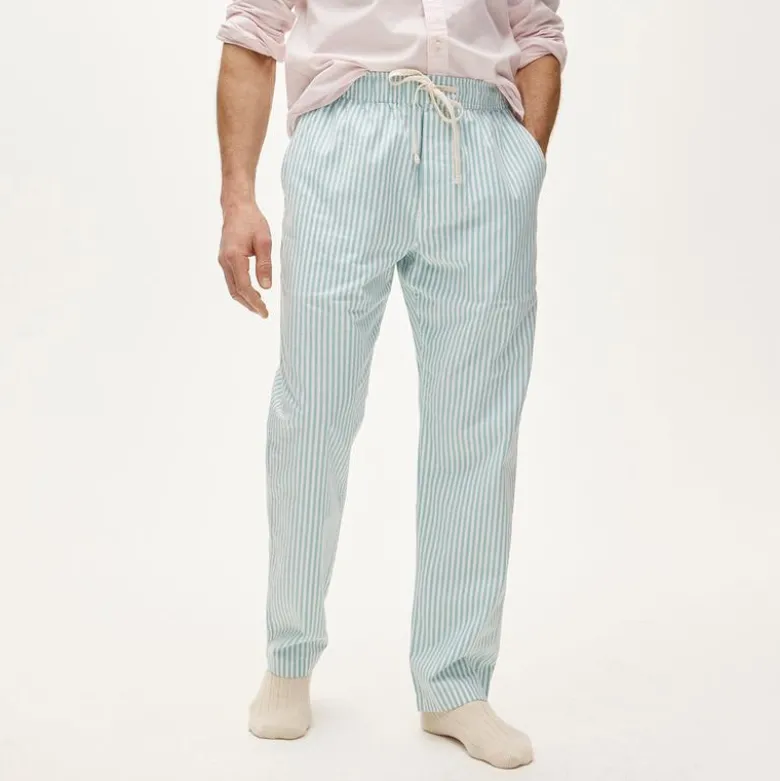 Broken-in oxford lounge pant in organic cotton stripe