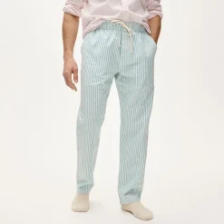 Broken-in oxford lounge pant in organic cotton stripe