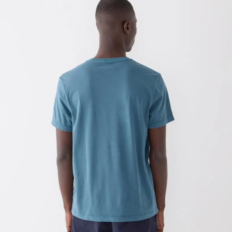 Broken-in short-sleeve V-neck T-shirt