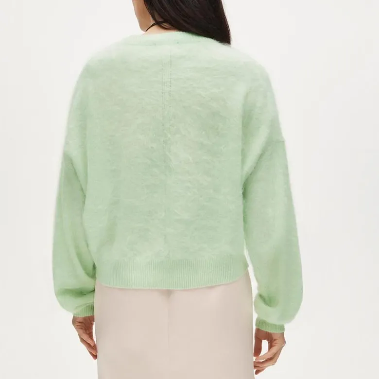 Brushed cashmere blouson-sleeve sweater