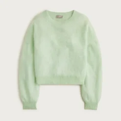 Brushed cashmere blouson-sleeve sweater