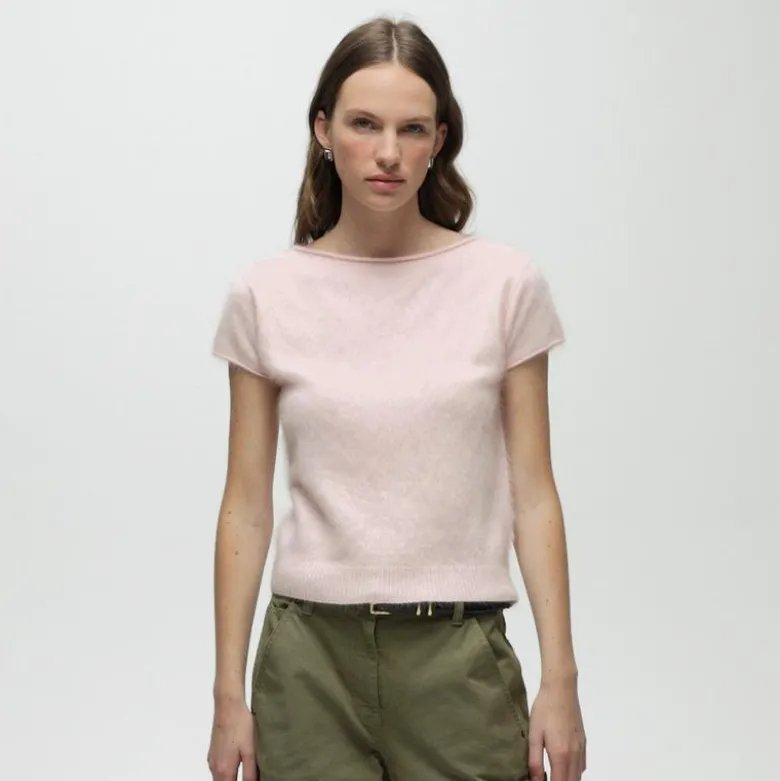 Brushed cashmere boatneck T-shirt