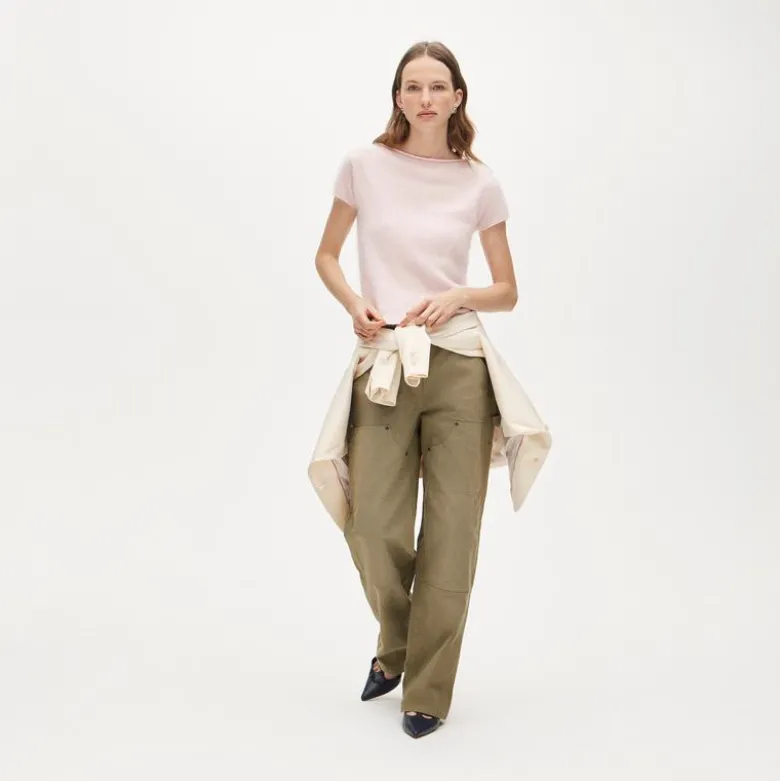 Brushed cashmere boatneck T-shirt