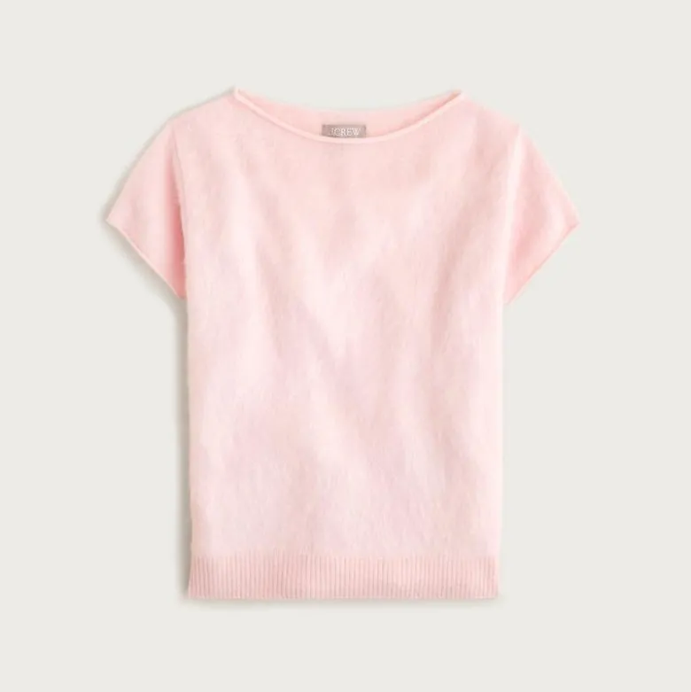 Brushed cashmere boatneck T-shirt