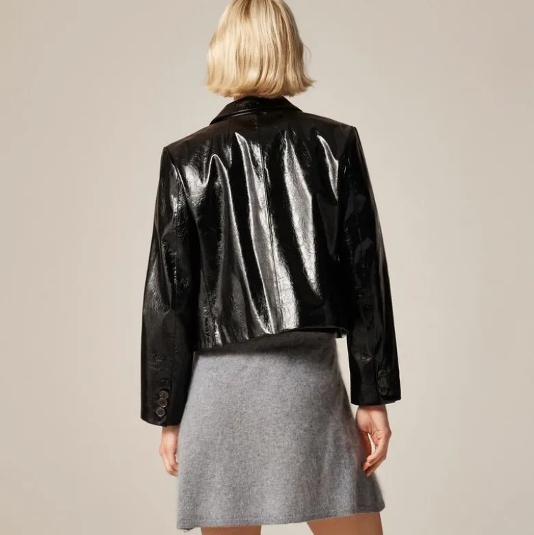 Brushed cashmere faux-wrap mini skirt
