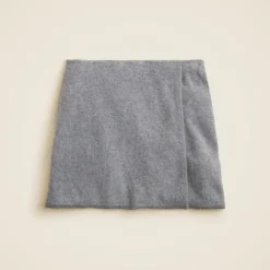 Brushed cashmere faux-wrap mini skirt