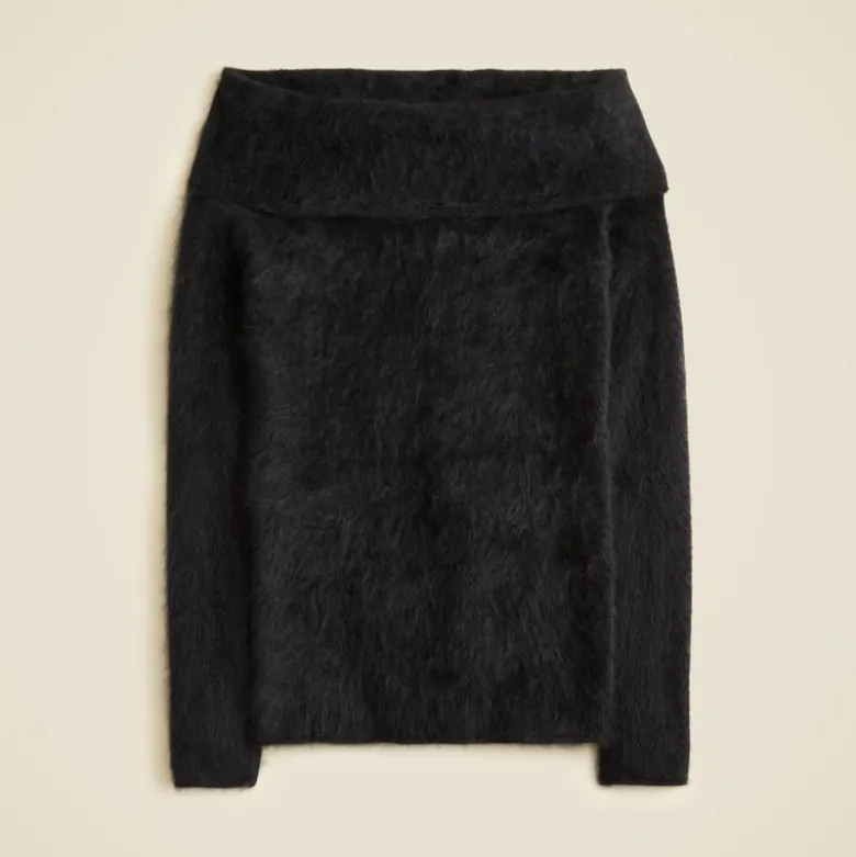 Brushed cashmere foldover sweater