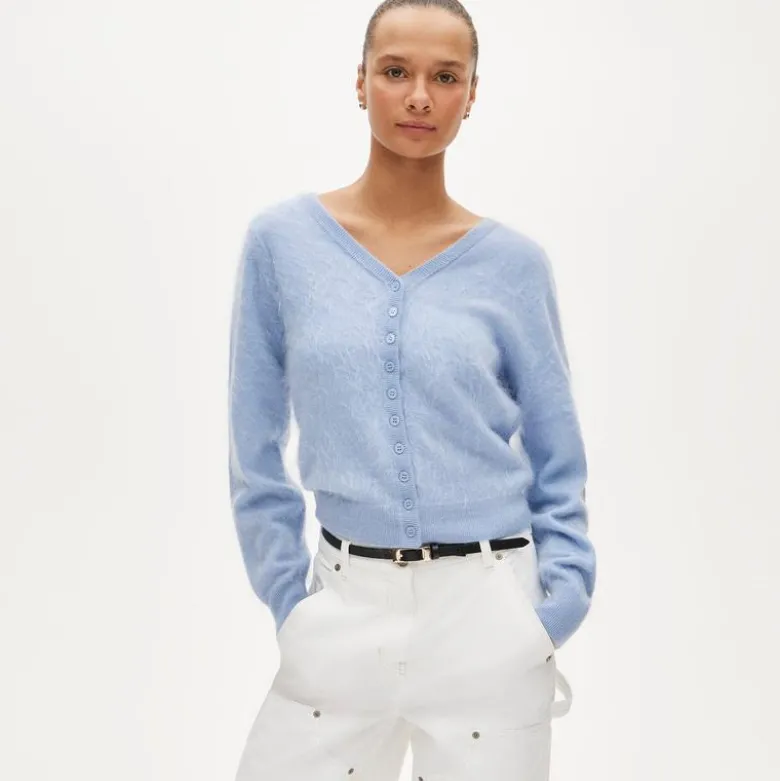 Brushed cashmere relaxed-fit reversible cardigan