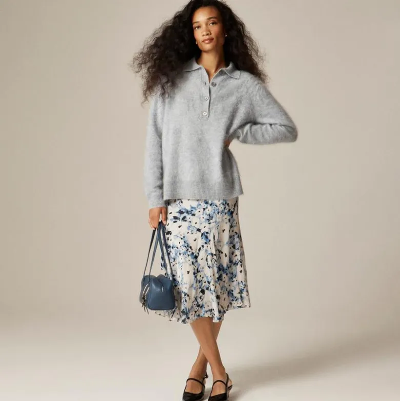 Brushed cashmere rugby sweater