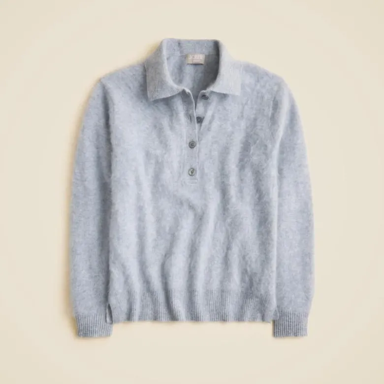 Brushed cashmere rugby sweater