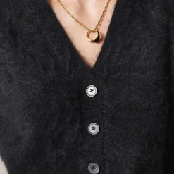 Brushed cashmere short-sleeve cardigan