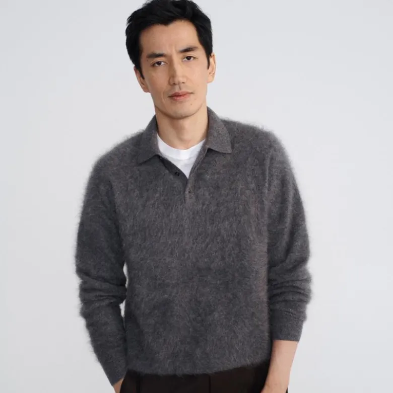 Brushed cashmere sweater-polo