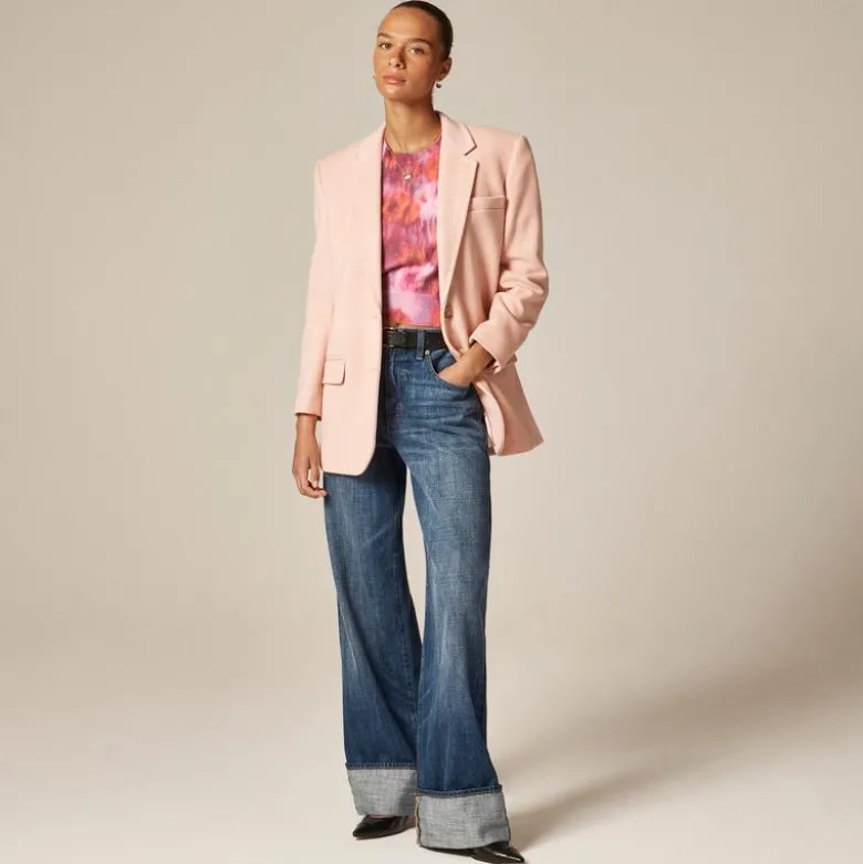 Brushed cashmere T-shirt in watercolor floral print