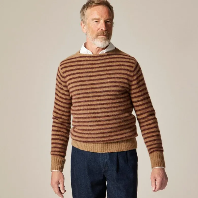 Brushed wool boatneck sweater in stripe