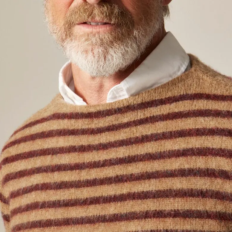 Brushed wool boatneck sweater in stripe