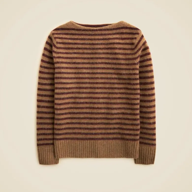 Brushed wool boatneck sweater in stripe