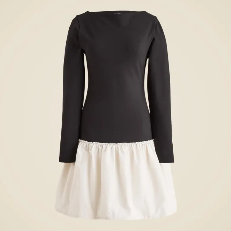 Bubble-hem colorblock mixy dress