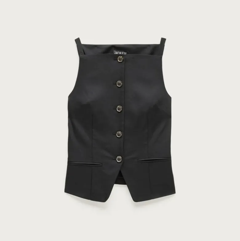 Button-up cutaway tank top in Gramercy linen blend