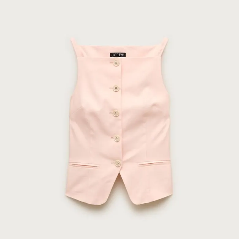 Button-up cutaway tank top in Gramercy linen blend