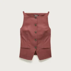 Button-up cutaway tank top in Gramercy linen blend