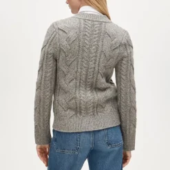 Cable-knit bow cardigan in wool blend