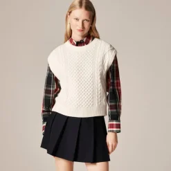 Cable-knit shell in wool blend