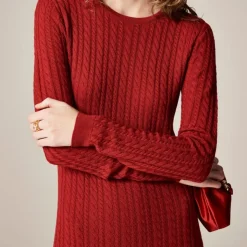 Cable-knit sweater-dress in merino wool