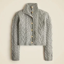 Cable-knit turtleneck cardigan