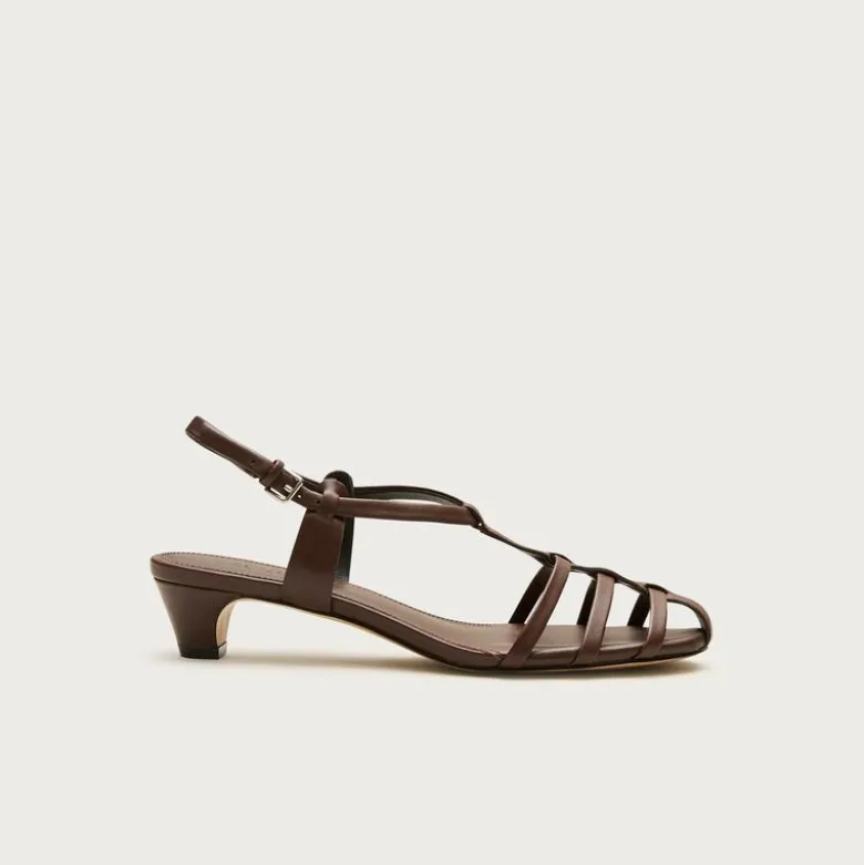 Cage-toe kitten heels in leather