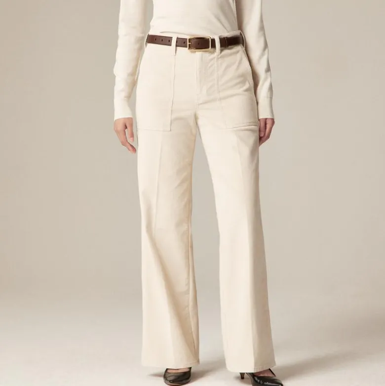 Camp-pocket wide-leg pant in stretch corduroy
