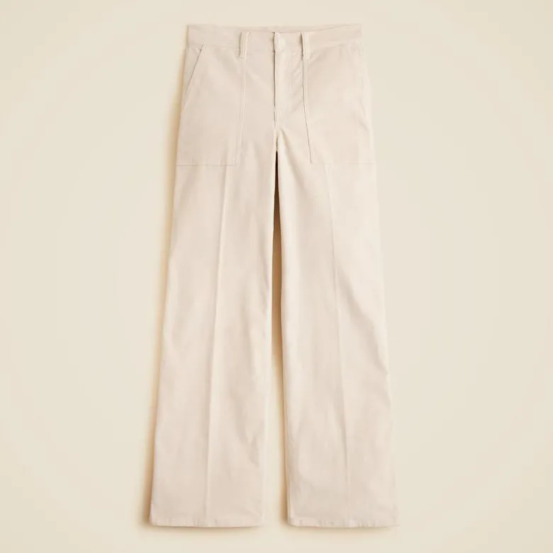 Camp-pocket wide-leg pant in stretch corduroy