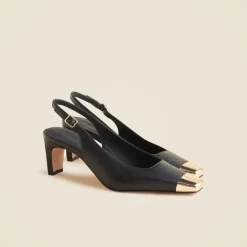 Cap toe slingback pumps in leather