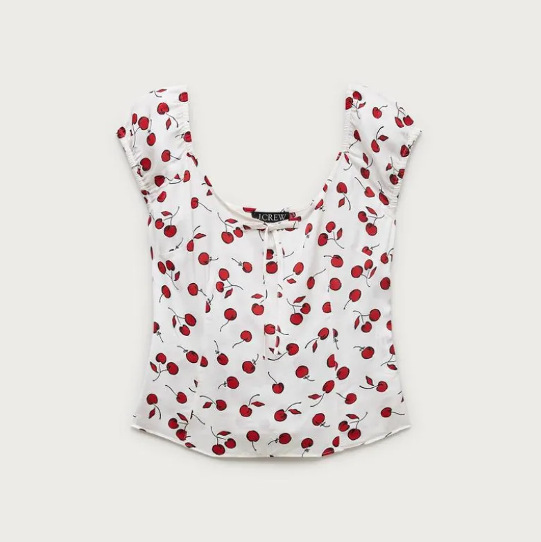 Cap-sleeve top in cherry print