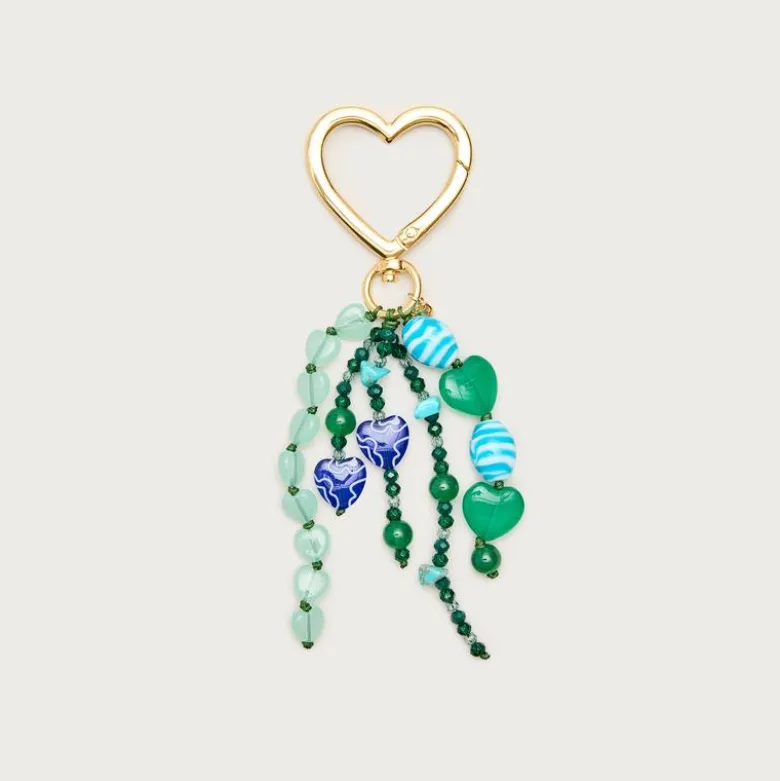 Carabiner beaded heart bag charm